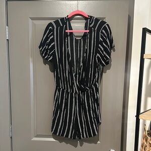 Black and White Striped Romper